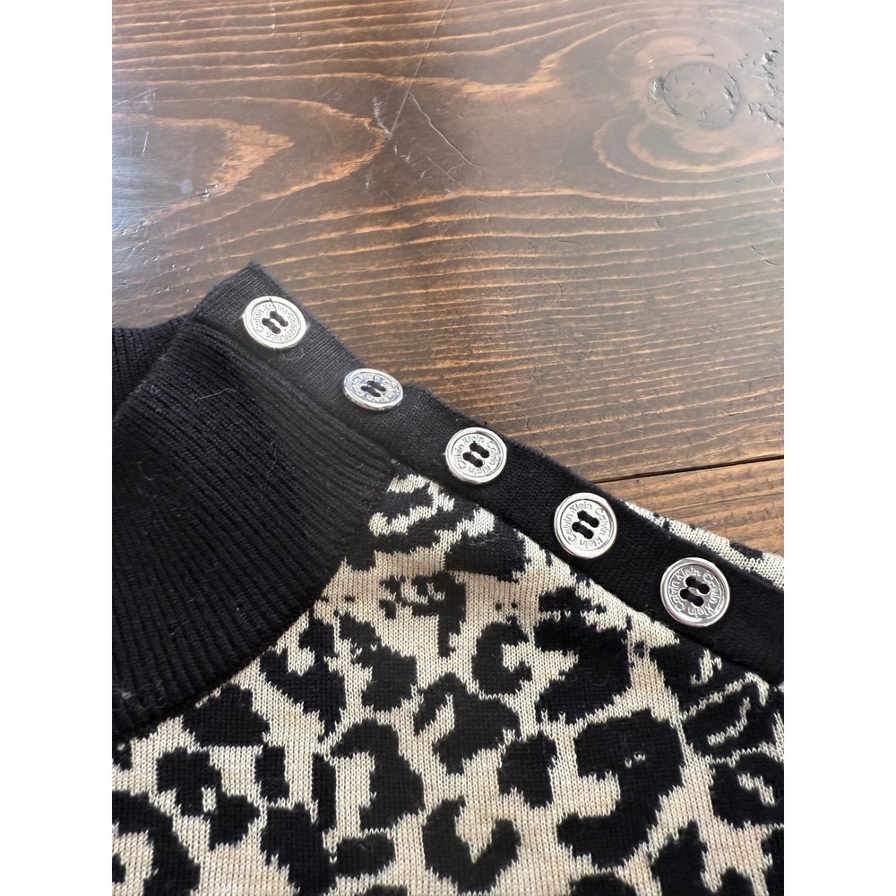 Calvin Klein Womens Leopard Print Mock Neck Button‎ Shoulder Sweater M - Picture 5 of 12